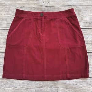 Caslon Nordstrom Dark Red Corduroy Mini Skirt Ladies Size 6